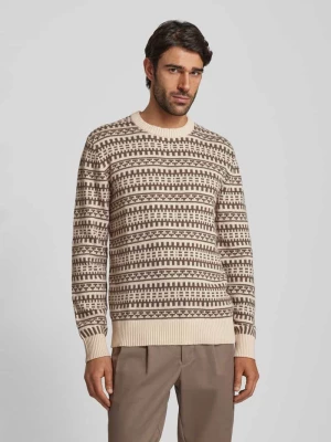 Sweter z dzianiny z prążkowanymi wykończeniami model ‘FARFLY’ Selected Homme