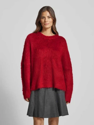 Sweter z dzianiny z prążkowanymi wykończeniami model ‘Gillis’ MbyM Czerwony