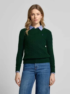 Sweter z dzianiny z prążkowanymi wykończeniami model ‘JULIANNA’ Polo Ralph Lauren