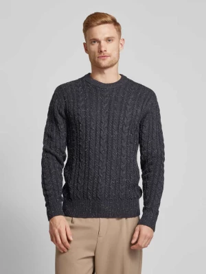 Sweter z dzianiny z prążkowanymi wykończeniami model ‘Karl’ casual friday