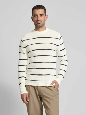 Sweter z dzianiny z prążkowanymi wykończeniami model ‘KARL’ casual friday