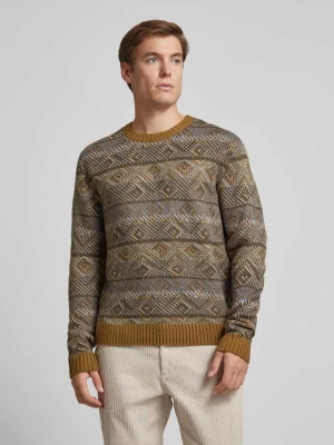 Sweter z dzianiny z prążkowanymi wykończeniami model ‘Klaes’ casual friday