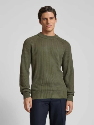 Sweter z dzianiny z prążkowanymi wykończeniami model ‘Kristian’ casual friday