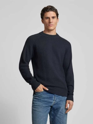 Sweter z dzianiny z prążkowanymi wykończeniami model ‘Kristian’ casual friday