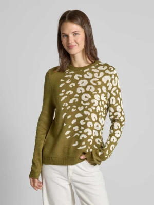 Sweter z dzianiny z prążkowanymi wykończeniami model ‘LELEO’ Vila