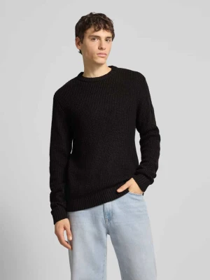 Sweter z dzianiny z prążkowanymi wykończeniami model ‘LIAM’ jack & jones