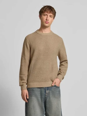 Sweter z dzianiny z prążkowanymi wykończeniami model ‘LINK’ jack & jones