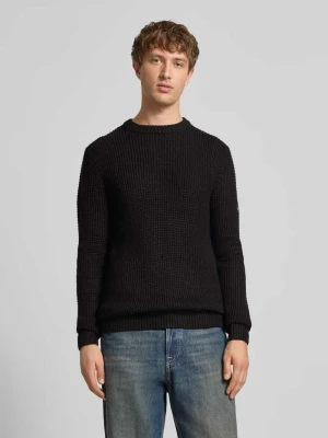 Sweter z dzianiny z prążkowanymi wykończeniami model ‘LINK’ jack & jones