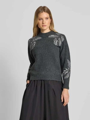 Sweter z dzianiny z prążkowanymi wykończeniami model ‘Magge’ b.Young