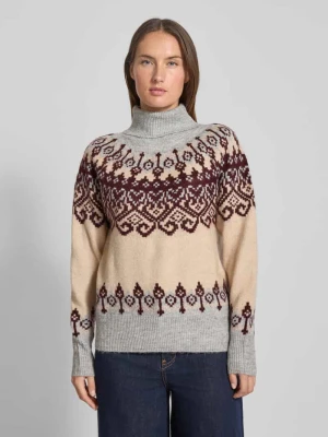 Sweter z dzianiny z prążkowanymi wykończeniami model ‘Merla’ FREE/QUENT