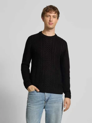 Sweter z dzianiny z prążkowanymi wykończeniami model ‘PAUL’ jack & jones