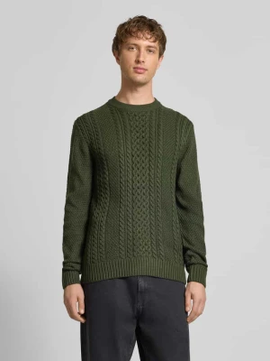 Sweter z dzianiny z prążkowanymi wykończeniami model ‘PAUL’ jack & jones