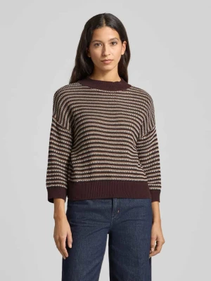 Sweter z dzianiny z prążkowanymi wykończeniami model ‘Peipina’ Opus