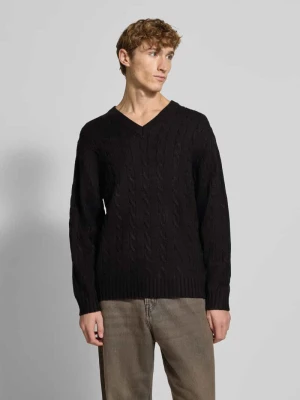 Sweter z dzianiny z prążkowanymi wykończeniami model ‘PELLE’ Redefined Rebel