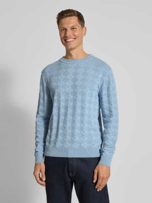 Sweter z dzianiny z prążkowanymi wykończeniami model ‘Sargyle’ HUGO