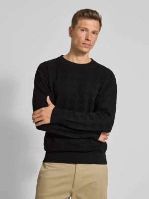 Sweter z dzianiny z prążkowanymi wykończeniami model ‘Sargyle’ HUGO