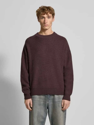 Sweter z dzianiny z prążkowanymi wykończeniami model ‘Script’ BLKVIS