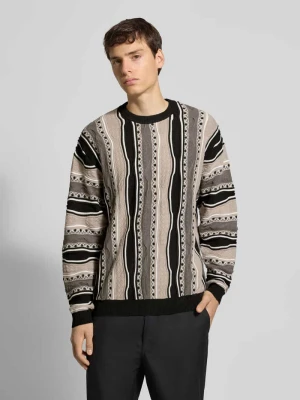 Sweter z dzianiny z prążkowanymi wykończeniami model ‘TETON’ Redefined Rebel