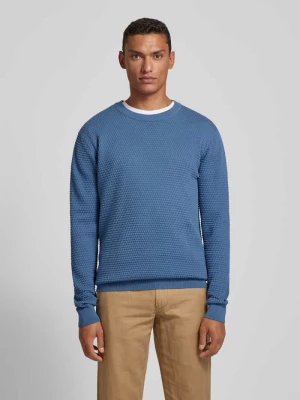 Sweter z dzianiny z prążkowanymi wykończeniami model ‘VAGN’ Knowledge Cotton Apparel