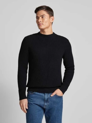 Sweter z dzianiny z prążkowanymi wykończeniami model ‘VIGGO’ Jack & Jones Premium