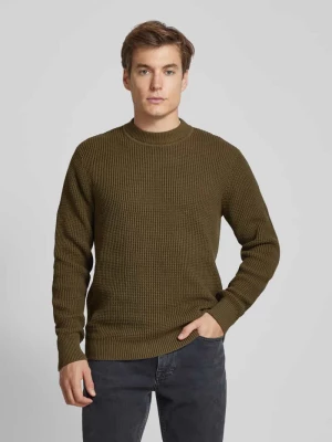 Sweter z dzianiny z prążkowanymi wykończeniami model ‘VIGGO’ Jack & Jones Premium