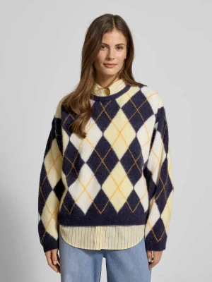 Sweter z dzianiny z prążkowanymi wykończeniami model ‘VITOW’ American vintage