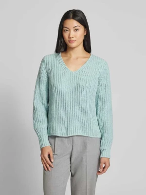 Sweter z dzianiny z prążkowanymi wykończeniami monari