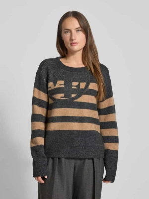Sweter z dzianiny z prążkowanymi wykończeniami monari