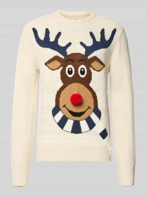 Sweter z dzianiny z prążkowanymi wykończeniami montego