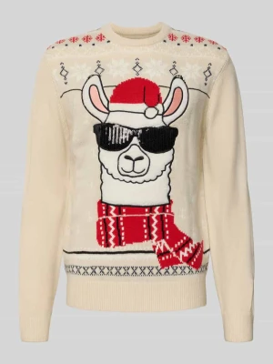 Sweter z dzianiny z prążkowanymi wykończeniami montego