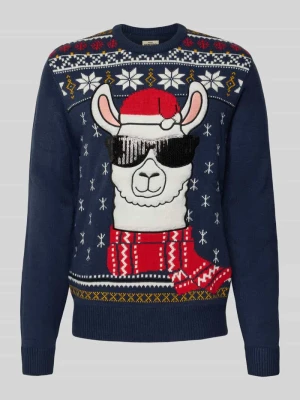 Sweter z dzianiny z prążkowanymi wykończeniami montego