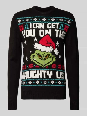 Sweter z dzianiny z prążkowanymi wykończeniami montego