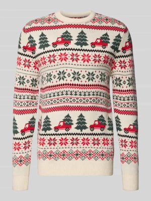 Sweter z dzianiny z prążkowanymi wykończeniami montego