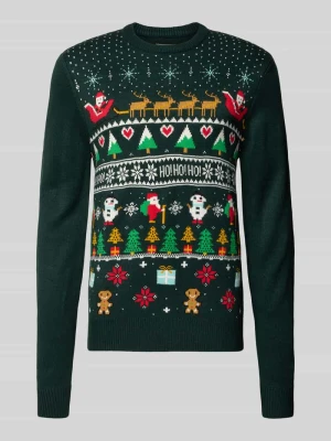 Sweter z dzianiny z prążkowanymi wykończeniami montego