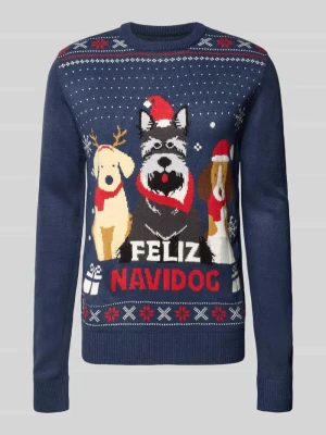 Sweter z dzianiny z prążkowanymi wykończeniami montego