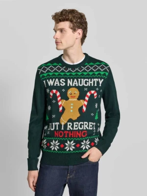 Sweter z dzianiny z prążkowanymi wykończeniami montego