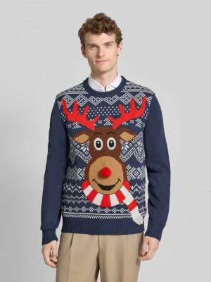 Sweter z dzianiny z prążkowanymi wykończeniami montego