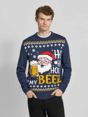 Sweter z dzianiny z prążkowanymi wykończeniami montego