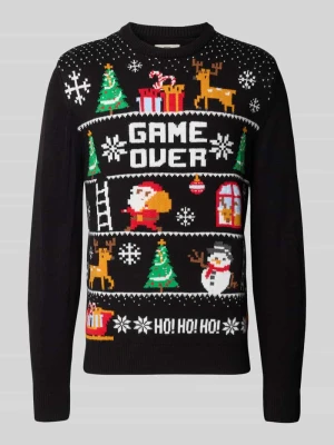 Sweter z dzianiny z prążkowanymi wykończeniami montego