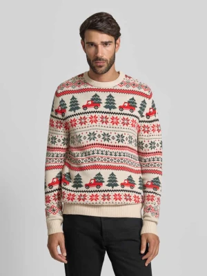 Sweter z dzianiny z prążkowanymi wykończeniami montego
