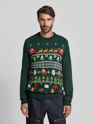 Sweter z dzianiny z prążkowanymi wykończeniami montego
