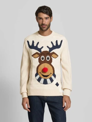 Sweter z dzianiny z prążkowanymi wykończeniami montego