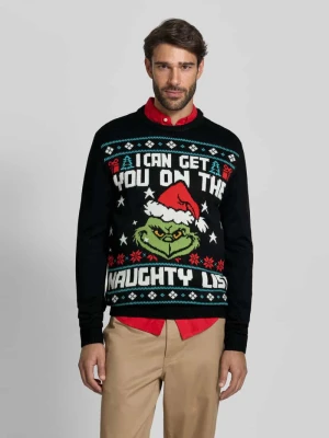 Sweter z dzianiny z prążkowanymi wykończeniami montego