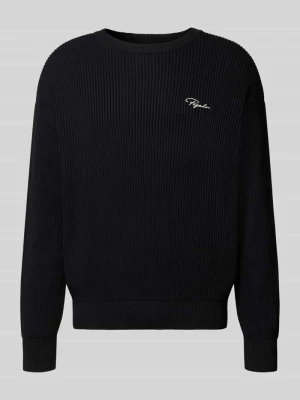 Sweter z dzianiny z prążkowanymi wykończeniami Pegador