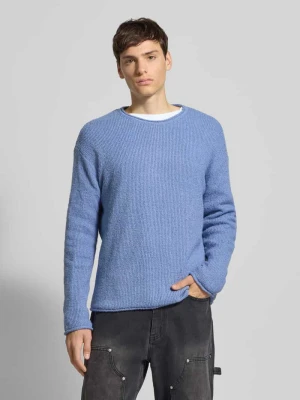 Sweter z dzianiny z prążkowanymi wykończeniami REVIEW