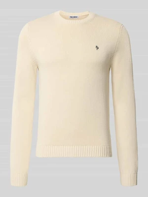 Sweter z dzianiny z prążkowanymi wykończeniami REVIEW Écru