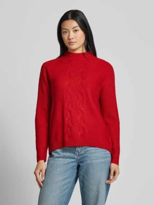 Sweter z dzianiny z prążkowanymi wykończeniami Street One Czerwony
