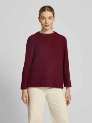 Sweter z dzianiny z raglanowymi rękawami Freequent Bordowy melanż