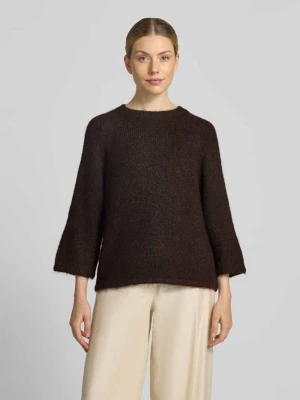 Sweter z dzianiny z raglanowymi rękawami Freequent Ciemnobrązowy melanż