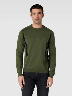 Sweter z dzianiny z raglanowymi rękawami model ‘Rotex’ BOSS Green